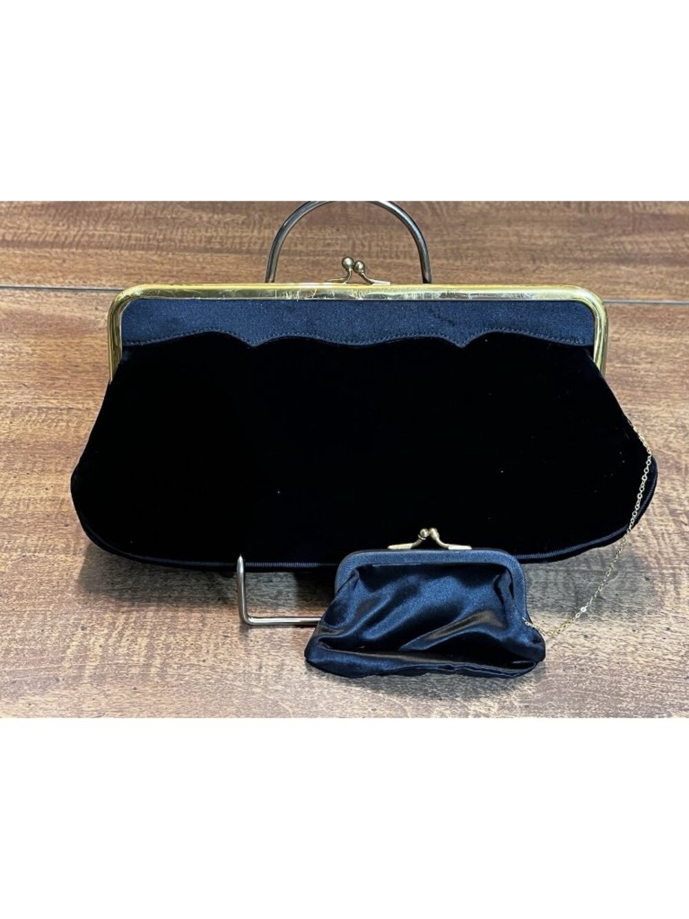 VTG Morris Moskowitz (MM) Black Velvet Clutch w/Coin Purse Evening Formal Gala
